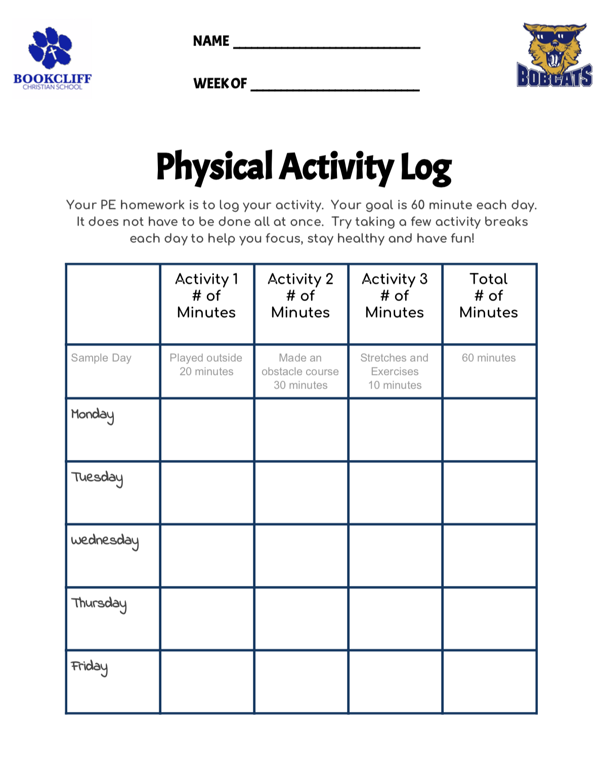 Physical Activity Log